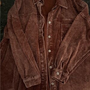 Zenana Outfitters Corduroy Jacket in Brown
